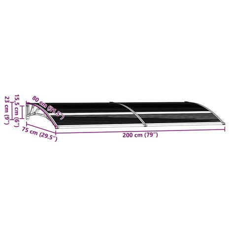 Deurluifel 200x75 cm PC zwart 8