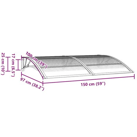 Deurluifel 150x100 cm polycarbonaat zwart 7