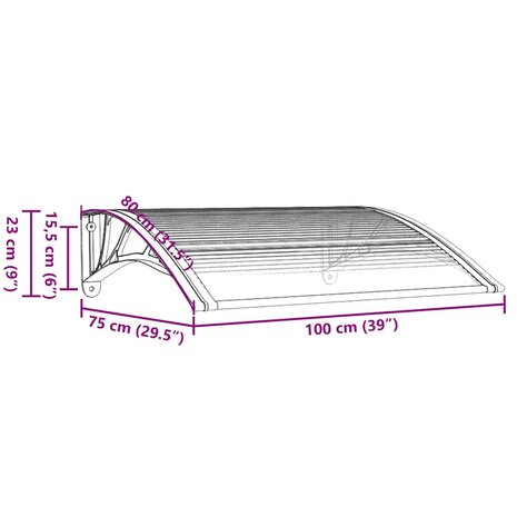 Deurluifel 100x75 cm polycarbonaat zwart en transparant 7