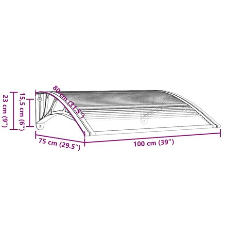 Deurluifel Zwart 100x75 cm Polycarbonaat 7
