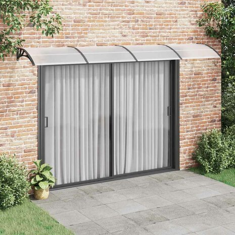 Deurluifel 400x75 cm polycarbonaat zwart en transparant 1