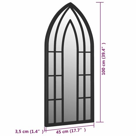 Spiegel 100x45 cm ijzer zwart 6