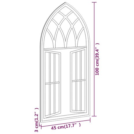 Spiegel 100x45 cm ijzer zwart 6