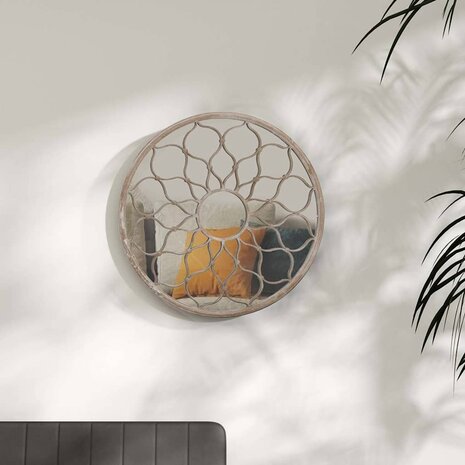 Spiegel rond 40x3 cm ijzer zandkleurig 1