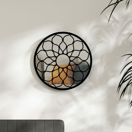 Spiegel rond 40x3 cm ijzer zwart 1