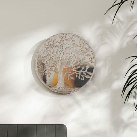 Spiegel rond 40x2,5 cm ijzer zandkleurig 1