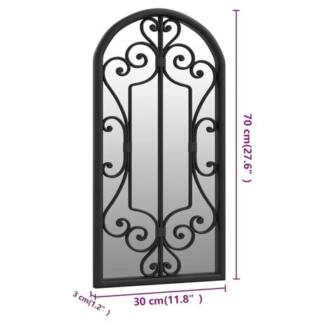 Spiegel 70x30 cm ijzer zwart 6