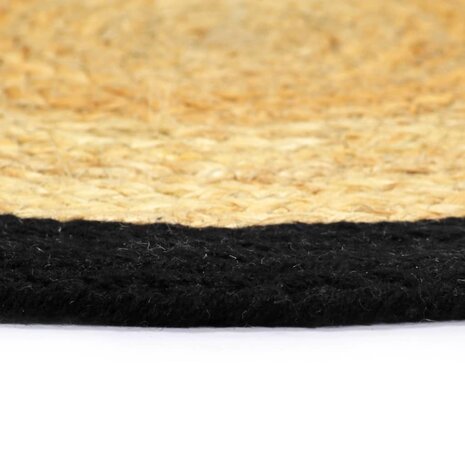 Placemats 4 st 38 cm jute en katoen natuurlijk en zwart 3