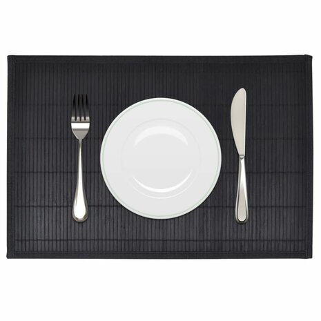 6 Placemats bamboe 30 x 45 cm zwart 1
