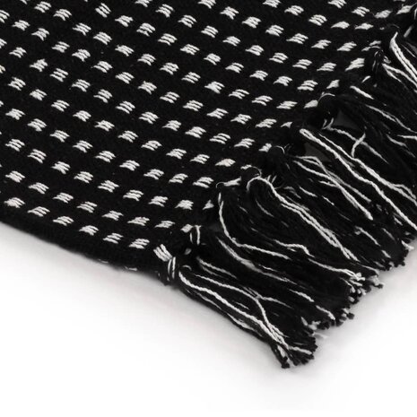 Plaid vierkanten 125x150 cm katoen zwart 4