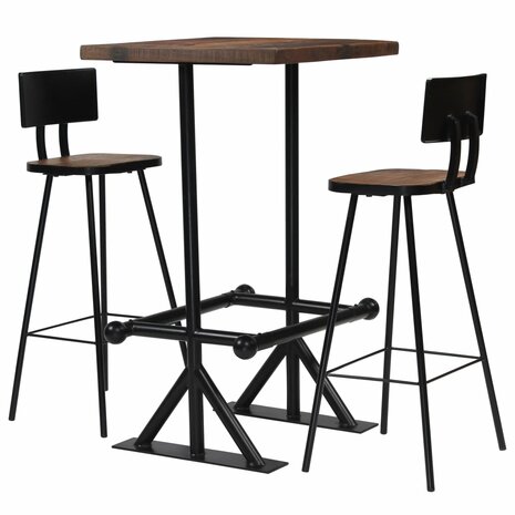 3-delige Barset massief gerecycled hout 1