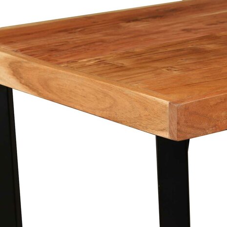 3-delige Barset massief acaciahout, echt leer en canvas 4