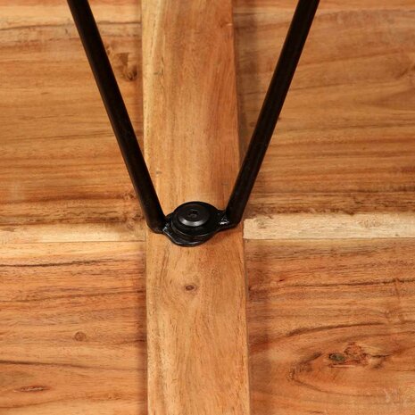 3-delige Barset massief acaciahout, echt leer en canvas 5