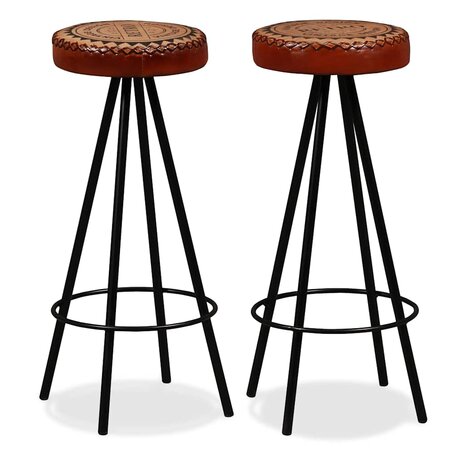 3-delige Barset massief acaciahout, echt leer en canvas 9