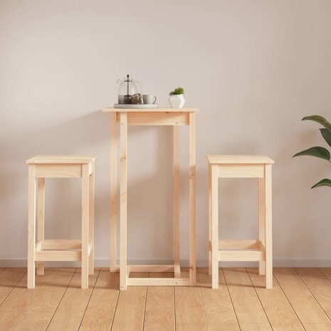 3-delige Barset massief grenenhout 1