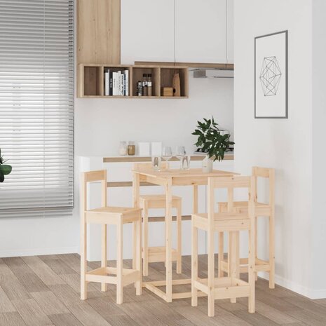 5-delige Barset massief grenenhout 6