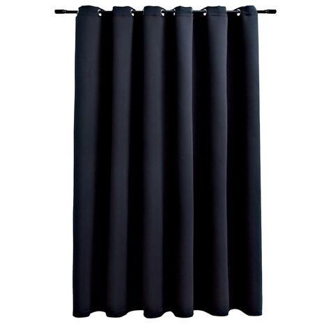 Gordijn verduisterend met metalen ringen 290x245 cm zwart 2