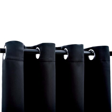 Gordijn verduisterend met metalen ringen 290x245 cm zwart 3