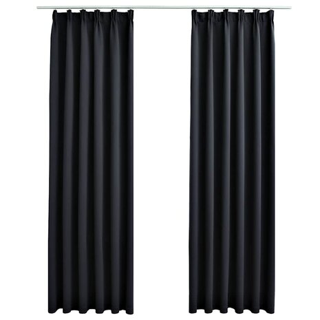 Gordijnen verduisterend met haken 2 st 140x225 cm zwart 2