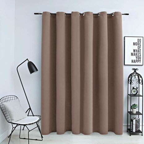 Gordijn verduisterend met metalen ringen 290x245 cm taupe 1