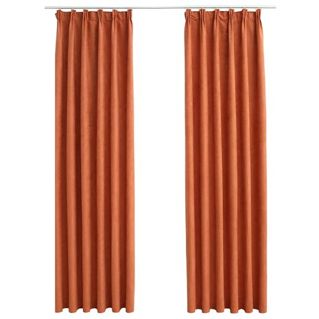 Gordijnen verduisterend met haken 2 st 140x175 cm roestkleurig 2