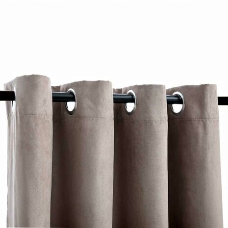 Gordijn verduisterend met metalen ringen 2 st 140x175 cm taupe 3