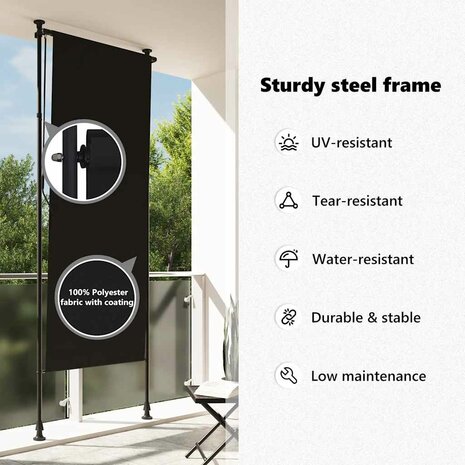 Rolgordijn voor buiten 120x270 cm antraciet 8