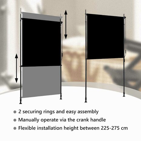 Rolgordijn voor buiten 120x270 cm antraciet 9