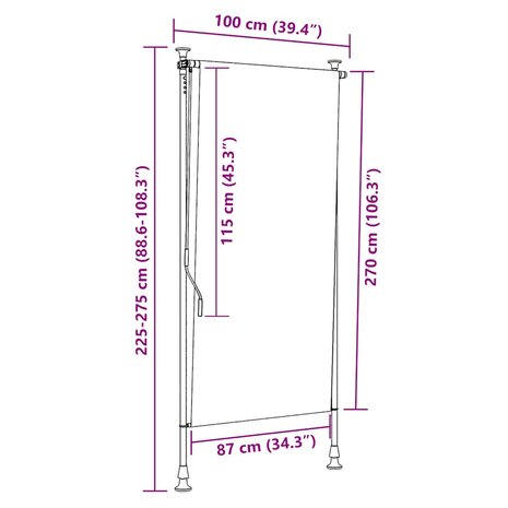 Rolgordijn voor buiten 100x270 cm cr&egrave;me 7