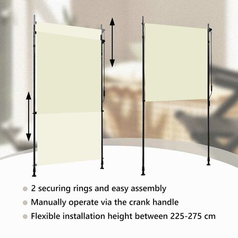 Rolgordijn voor buiten 120x270 cm cr&egrave;me 9