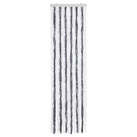 Vliegengordijn 56x185 cm chenille grijs en wit 3