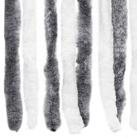 Vliegengordijn 56x185 cm chenille grijs en wit 5