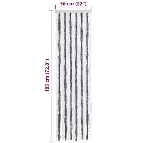 Vliegengordijn 56x185 cm chenille grijs en wit 7
