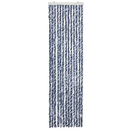 Vliegengordijn 56x185 cm chenille blauw, wit en zilver 3