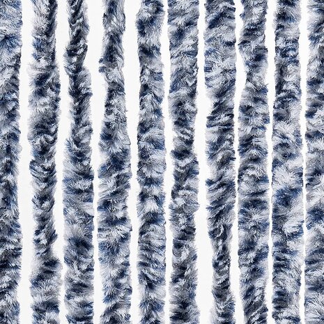Vliegengordijn 90x220 cm chenille blauw, wit en zilver 6