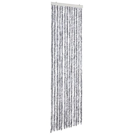 Vliegengordijn 56x185 cm chenille wit en grijs 2