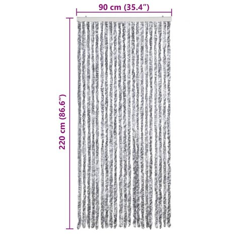 Vliegengordijn 90x220 cm chenille wit en grijs 7