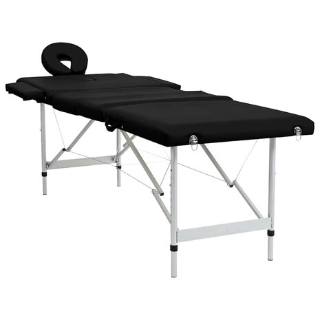 Massagetafel met 4 zones inklapbaar aluminum frame zwart 2