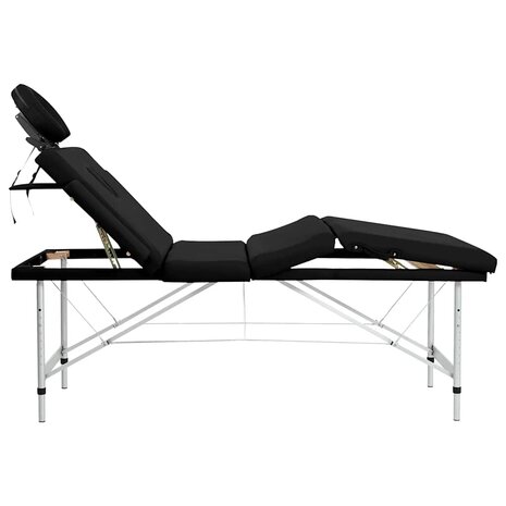 Massagetafel met 4 zones inklapbaar aluminum frame zwart 4