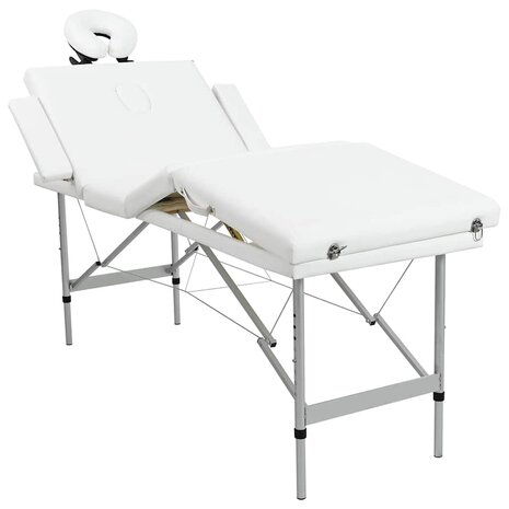 Massagetafel inklapbaar met aluminium frame (vier delen / cr&egrave;mewit) 1