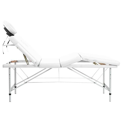 Massagetafel inklapbaar met aluminium frame (vier delen / cr&egrave;mewit) 4