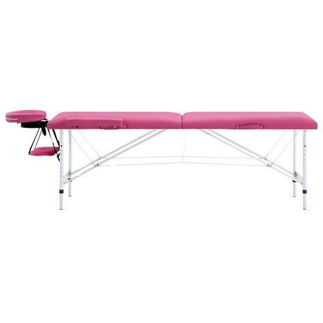 Massagetafel inklapbaar 2 zones aluminum roze 2