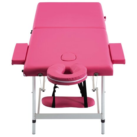 Massagetafel inklapbaar 2 zones aluminum roze 3
