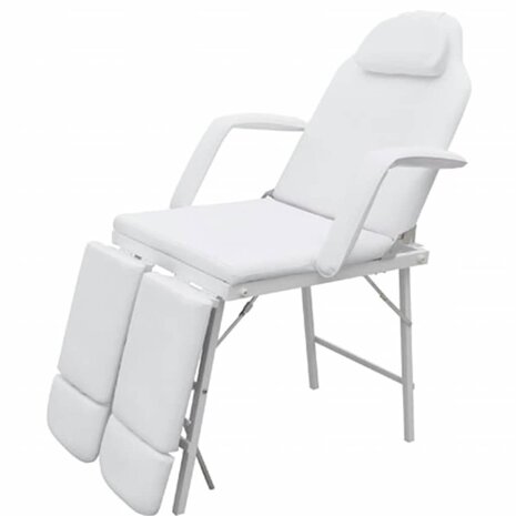 Behandelingsstoel voor gezicht 185x78x76 cm kunstleer wit 2