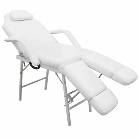 Behandelingsstoel voor gezicht 185x78x76 cm kunstleer wit 3