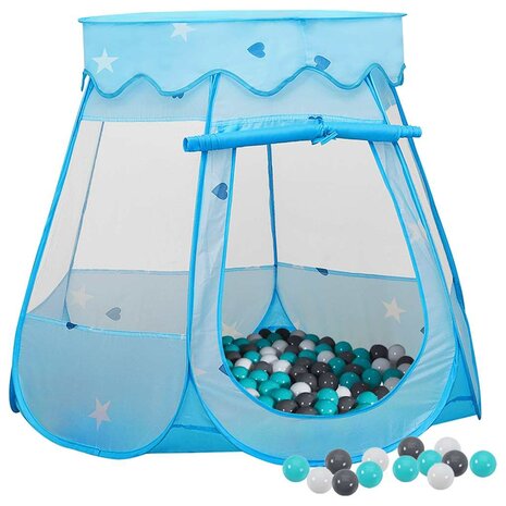 Kinderspeeltent met 250 ballen 102x102x82 cm blauw 1