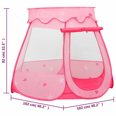 Kinderspeeltent met 250 ballen 102x102x82 cm roze 11