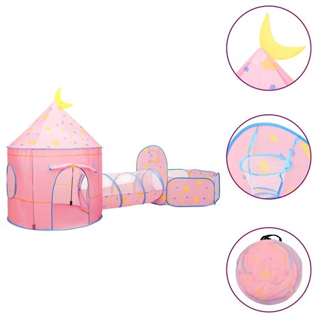 Kinderspeeltent met 250 ballen 301x120x128 cm roze 3