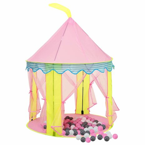Kinderspeeltent met 250 ballen 100x100x127 cm roze 2