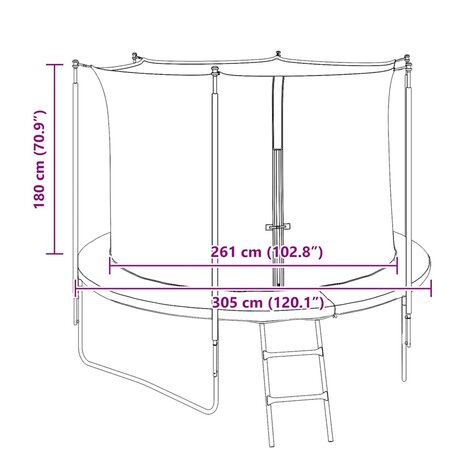 Veiligheidsnet voor 3,05 m ronde trampoline 9